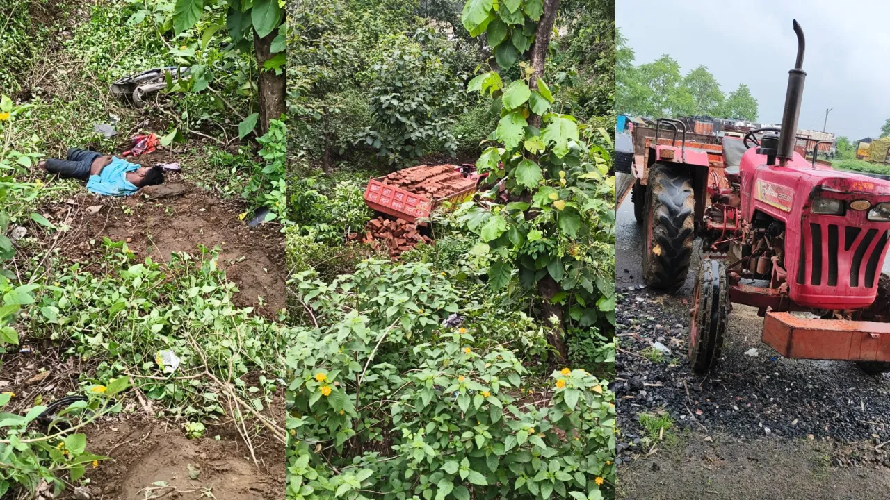 हज़ारीबाग़ चोरदाहा पेट्रोल पंप के 100 मीटर आगे रॉन्ग साइड से आ रही ईट लदा ट्रैक्टर ने बाइक सवार को मारी टक्कर